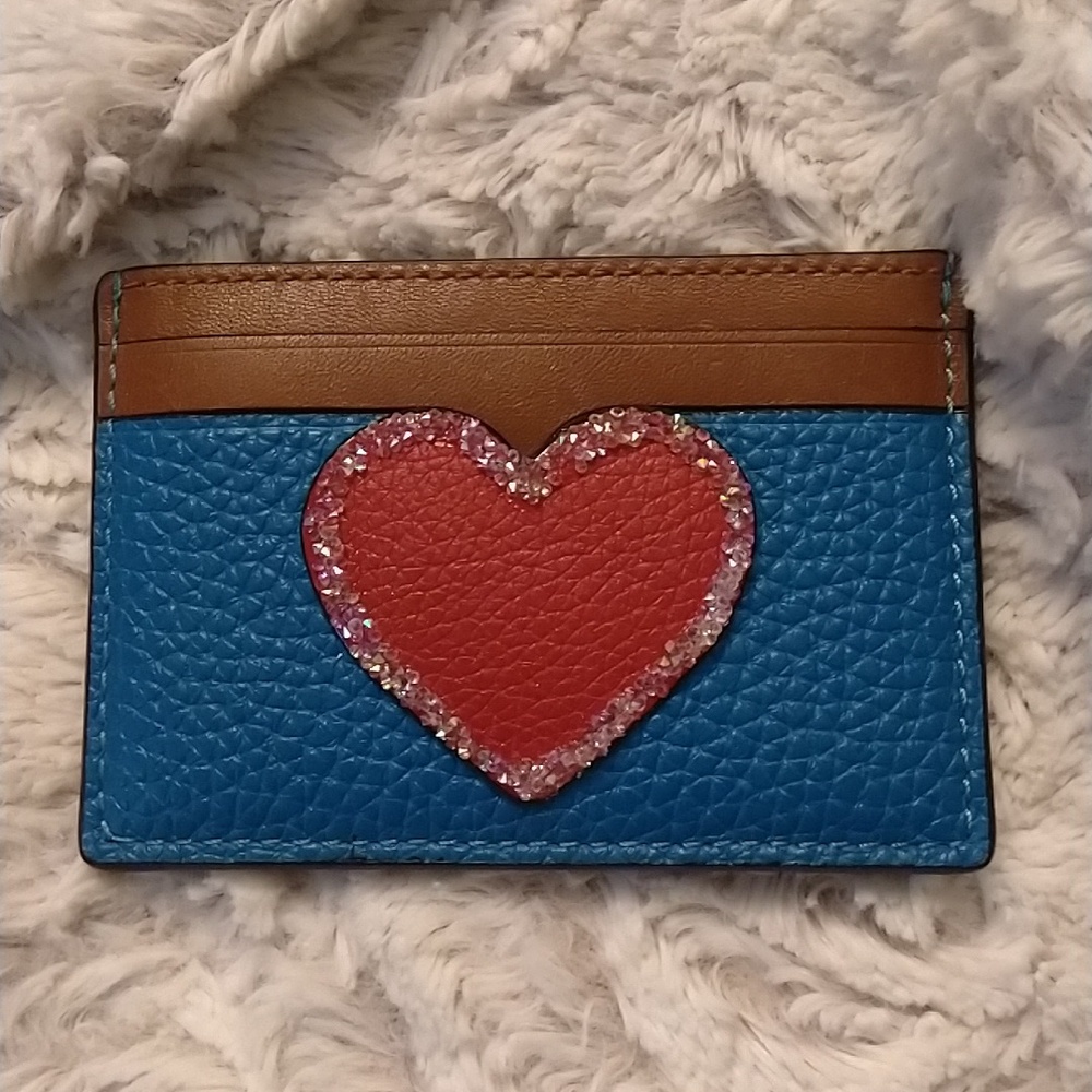 COACH Red ♥️ Card Holder Embellished with Clear Crystals!
